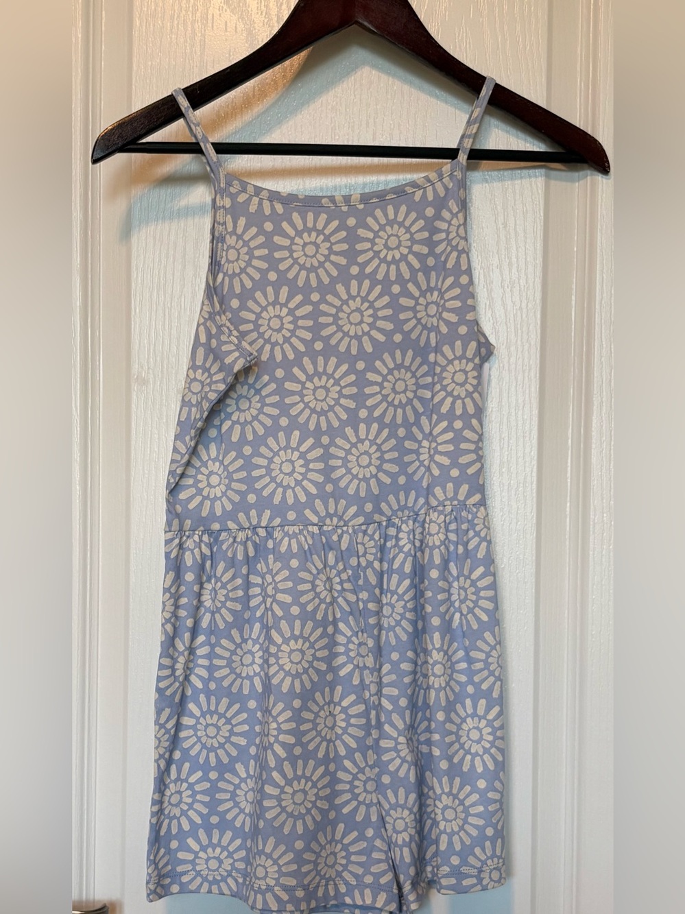 Carter's Light Blue Romper with White Daisy Pattern